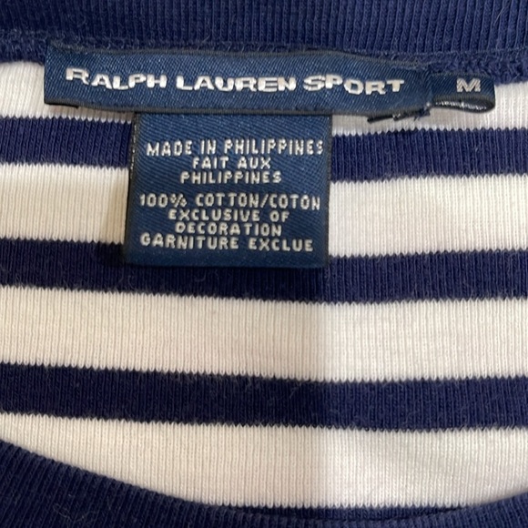 Ralph Lauren Sport Navy White Stripe Short Sleeve Top SZ M - Picture 5 of 6